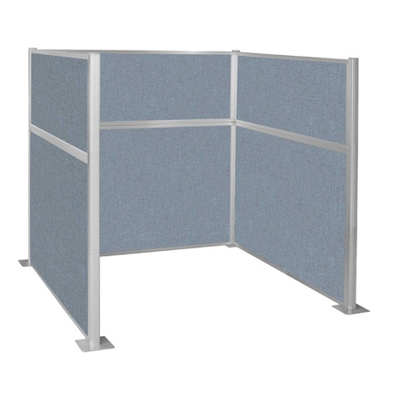Versare Pre-Configured Hush Panel Cubicle (U Shape) 6' x 6' Powder Blue Fabric 1859304